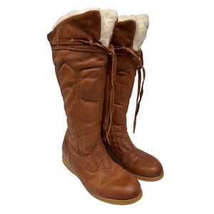 Husky Bastion Vintage Brown Leather and Shearling Snow Boots